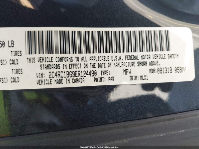 Продажа на аукционе авто 2014 Chrysler Town & Country Touring, vin: 2C4RC1BG9ER124490, номер лота: 44776545