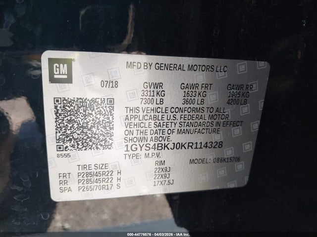 Aukcja sprzedaży 2019 Cadillac Escalade Luxury, vin: 1GYS4BKJ0KR114328, numer aukcji: 44776576