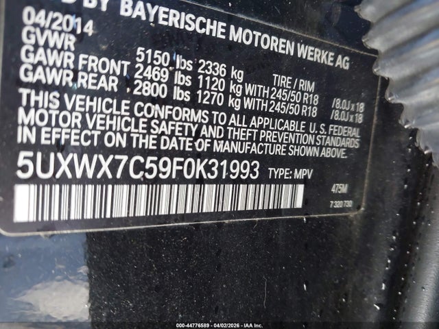 2015 BMW X3 5UXWX7C59F0K31993 Photo 8