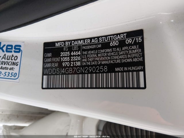 Aukcja sprzedaży 2016 Mercedes-benz Cla 250 4matic, vin: WDDSJ4GB7GN290258, numer aukcji: 44776599
