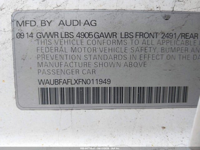 WAUBFAFLXFN011949 Audi A4 2.0t Premium