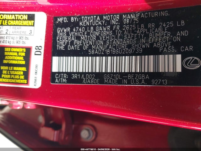 58ADZ1B19SU209739 Lexus ES 350