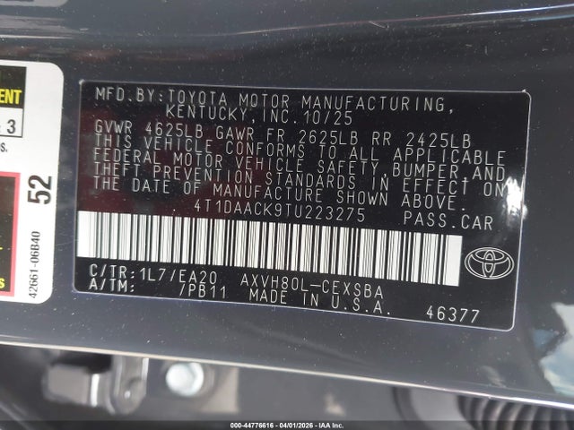Toyota CAMRY SE 2026 4T1DAACK9TU223275 Image 9
