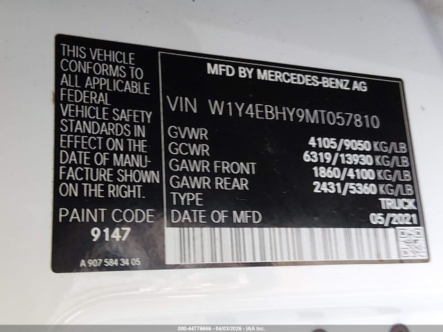 W1Y4EBHY9MT057810 Mercedes-Benz Sprinter 2500 Standard Roof V6