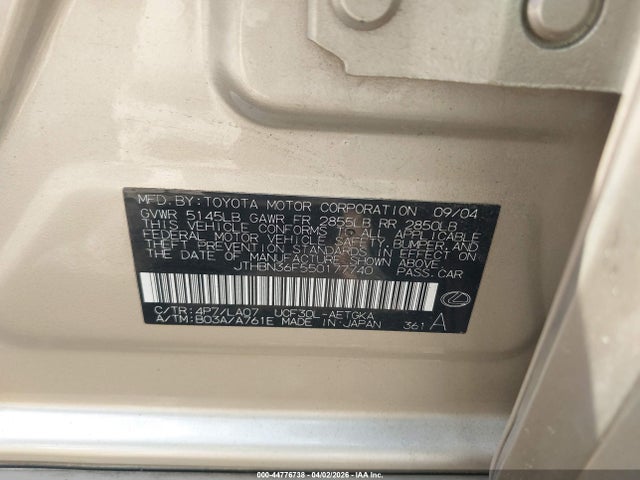 2005 LEXUS LS 430 JTHBN36F550177740 Photo 8