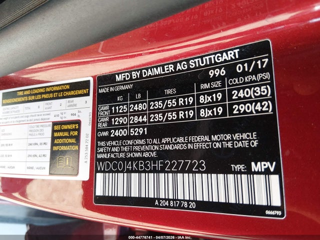 WDC0J4KB3HF227723 Mercedes-Benz Glc 300 Coupe 4matic