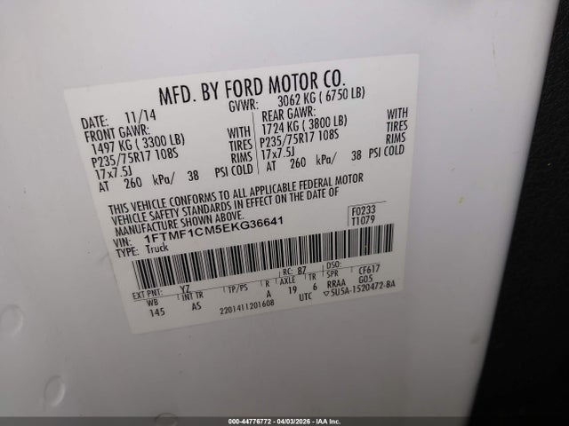 Ford F-150 Xl 2014 1FTMF1CM5EKG36641 Image 9