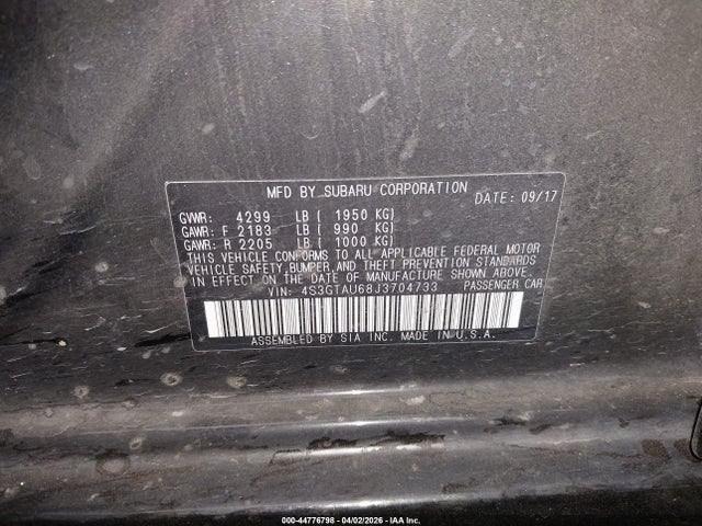 4S3GTAU68J3704733 Subaru Impreza 2.0i Limited