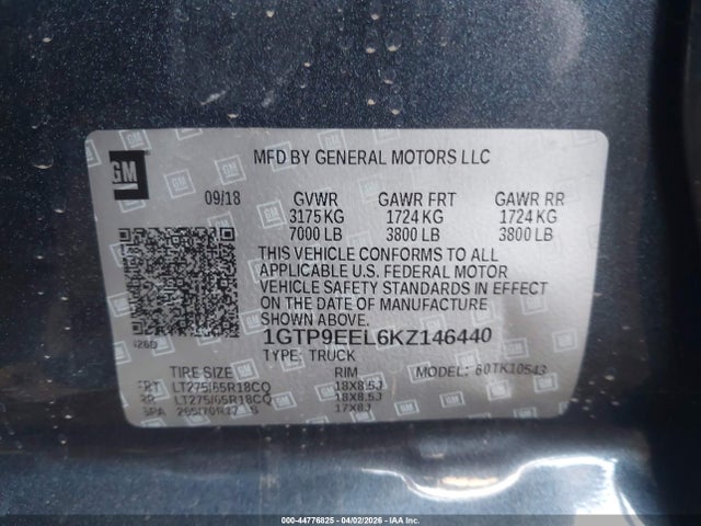 1GTP9EEL6KZ146440 GMC Sierra 1500 At4