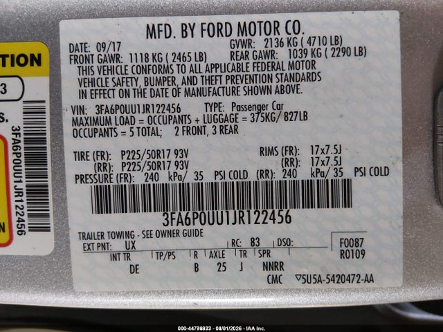 2018 FORD FUSION HYBRID 3FA6P0UU1JR122456 Photo 8