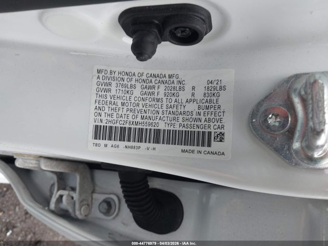 2021 Honda Civic Sport მანქანა იყიდება აუქციონზე, vin: 2HGFC2F8XMH559620, აუქციონის ნომერი: 44776979