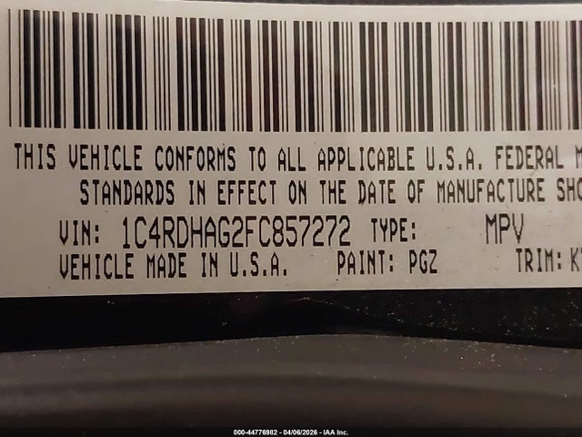 Продажа на аукционе авто 2015 Dodge Durango Sxt, vin: 1C4RDHAG2FC857272, номер лота: 44776982