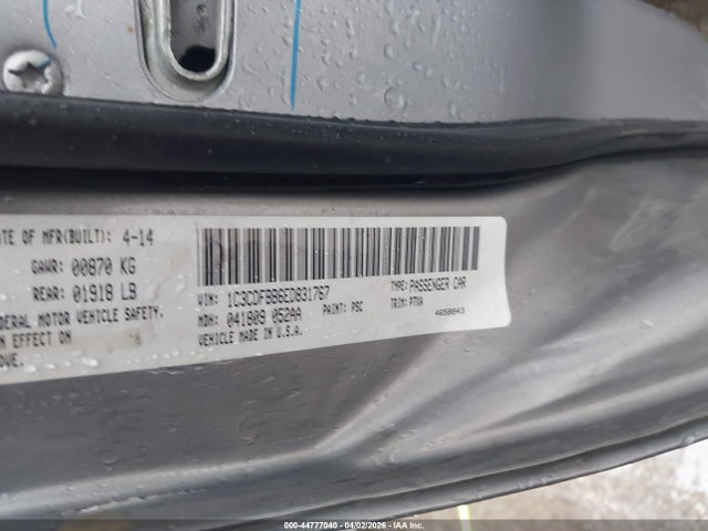 44777040 :رقم المزاد ، 1C3CDFBB6ED831767 vin ، 2014 Dodge Dart Sxt مزاد بيع