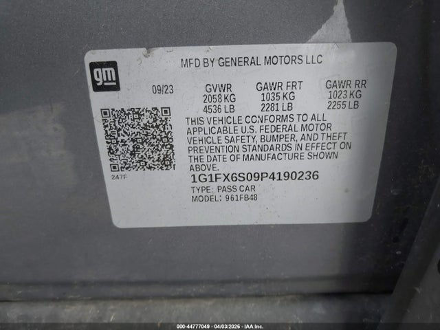 1G1FX6S09P4190236 Chevrolet Bolt Ev Fwd 2lt