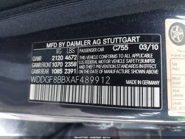 Продажа на аукционе авто 2010 Mercedes-benz C 300 Luxury 4matic/sport 4matic, vin: WDDGF8BBXAF489912, номер лота: 44777051