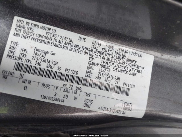 1FADP3K21EL277393 Ford FOCUS SE