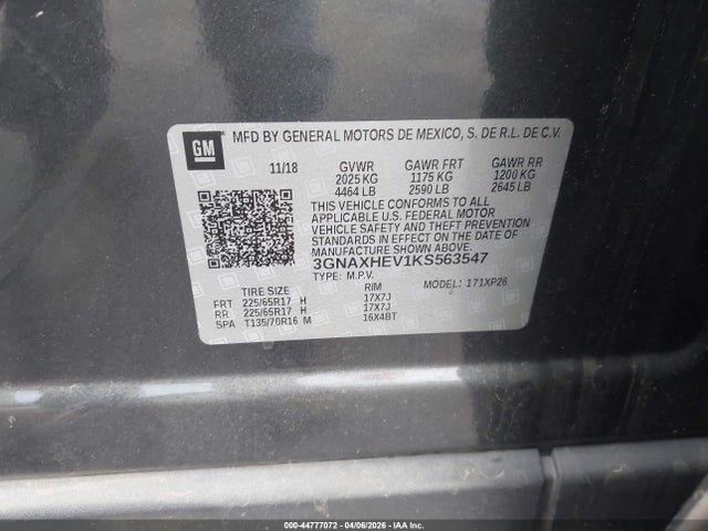 3GNAXHEV1KS563547 Chevrolet EQUINOX LS