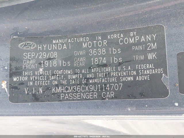 2009 HYUNDAI ACCENT KMHCM36CX9U114707 Photo 8