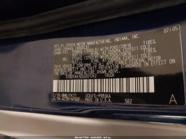 2005 TOYOTA TUNDRA 5TBDT44105S501342 Photo 8