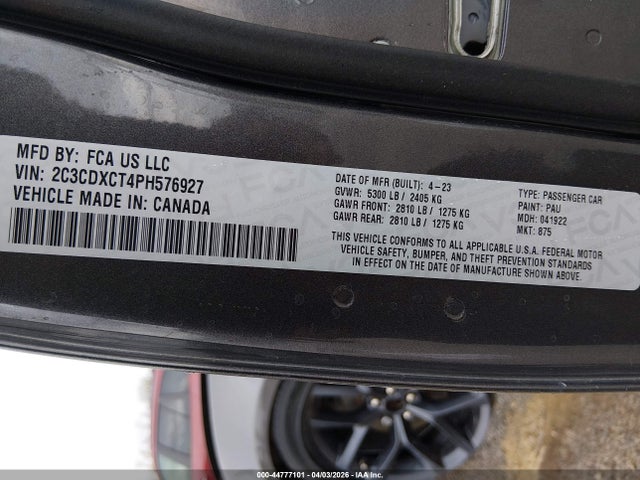 Продаж на аукціоні авто 2023 Dodge Charger R/t, vin: 2C3CDXCT4PH576927, номер лоту: 44777101