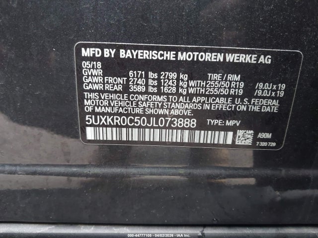Aukcja sprzedaży 2018 Bmw X5 Xdrive35i, vin: 5UXKR0C50JL073888, numer aukcji: 44777105