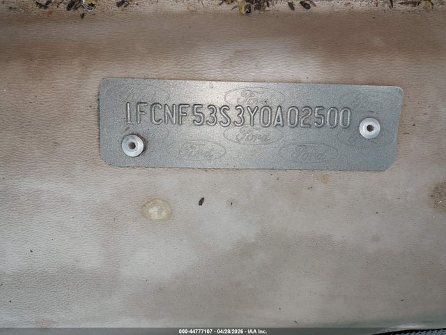 2000 Ford F550 Super Duty Stripped Chass მანქანა იყიდება აუქციონზე, vin: 1FCNF53S3Y0A02500, აუქციონის ნომერი: 44777107