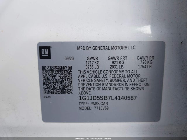 1G1JD5SB7L4140587 Chevrolet Sonic Fwd Lt