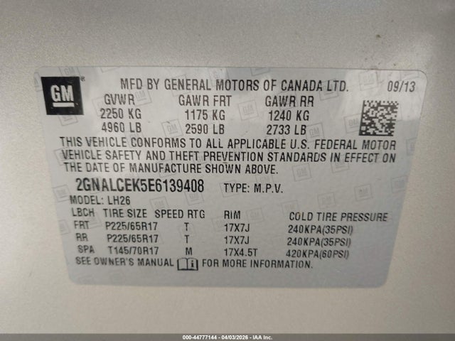 2GNALCEK5E6139408 Chevrolet Equinox 2lt