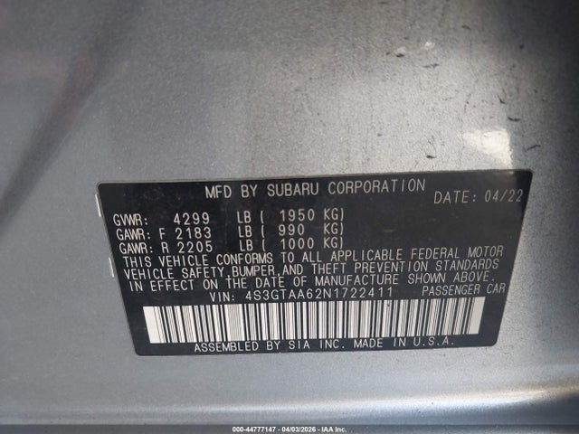 4S3GTAA62N1722411 Subaru Impreza Base 5-door