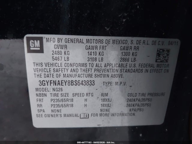 2011 CADILLAC SRX 3GYFNAEY8BS643833 Photo 8