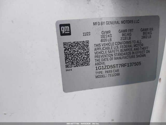 1G1ZD5ST7RF137505 Chevrolet Malibu Fwd 1lt