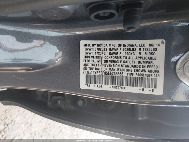 Aukcja sprzedaży 2014 Honda Civic Ex, vin: 19XFB2F85EE255366, numer aukcji: 44777174