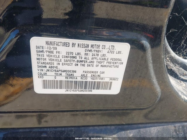Продажа на аукционе авто 2010 Infiniti G37 Journey, vin: JN1CV6AP5AM200396, номер лота: 44777192
