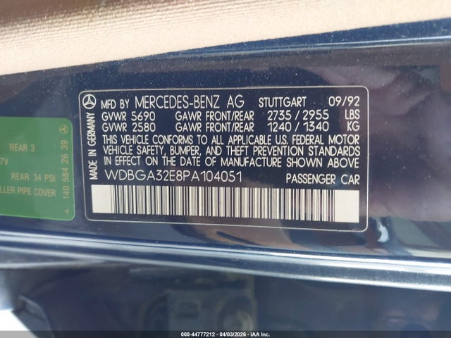 1993 MERCEDES-BENZ 300 WDBGA32E8PA104051 Photo 8