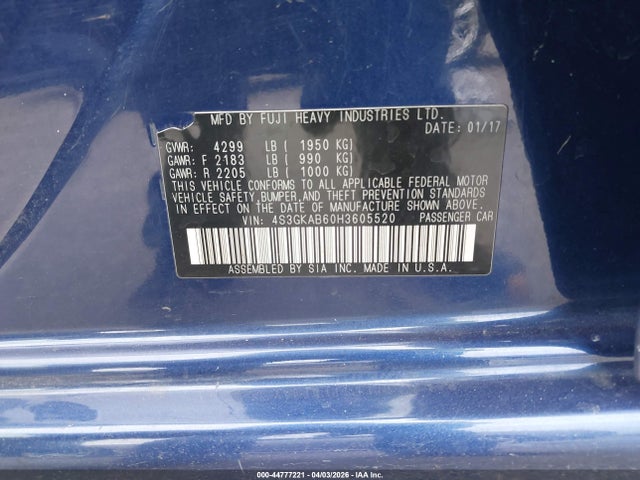 4S3GKAB60H3605520 Subaru Impreza 2.0i Premium