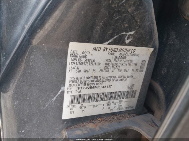 Ford F-250 Xl 2016 1FT7W2B66GEC68137 Image 9