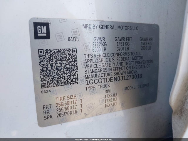 2018 CHEVROLET COLORADO 1GCGTDEN0J1270018 Photo 8