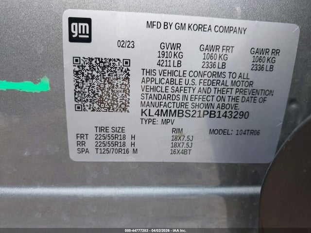 Aukcja sprzedaży 2023 Buick Encore Gx Preferred Fwd, vin: KL4MMBS21PB143290, numer aukcji: 44777283