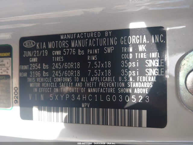 5XYP34HC1LG030523 KIA Telluride Ex