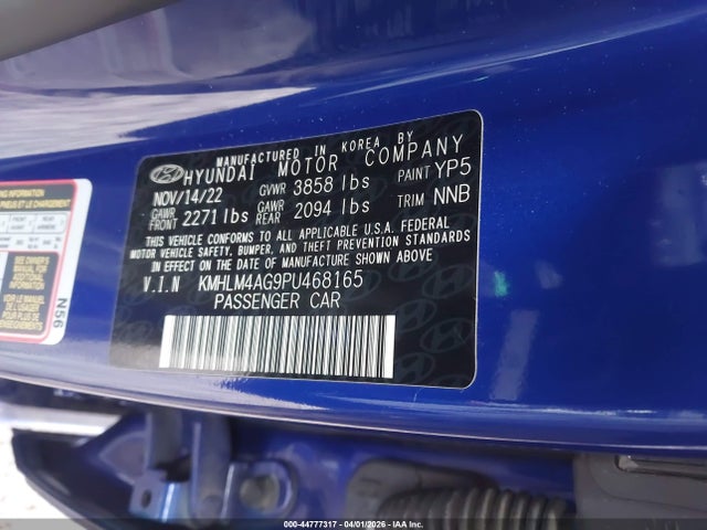 2023 Hyundai Elantra Sel მანქანა იყიდება აუქციონზე, vin: KMHLM4AG9PU468165, აუქციონის ნომერი: 44777317