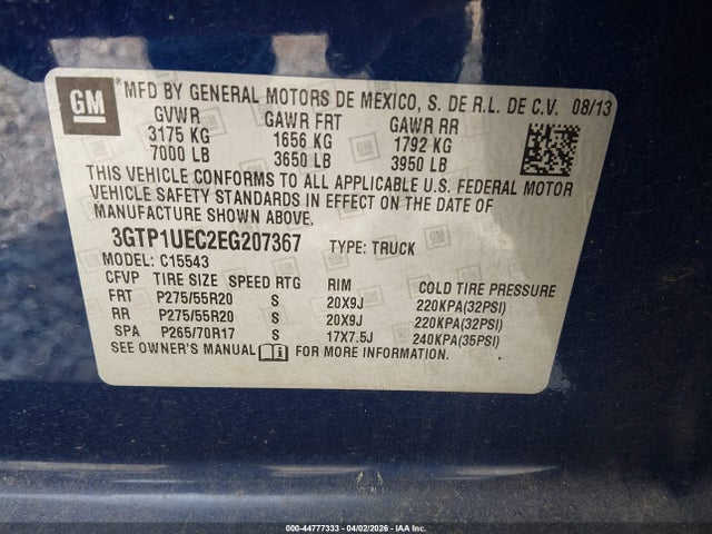 3GTP1UEC2EG207367 GMC Sierra 1500 Sle