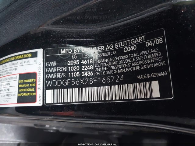Aukcja sprzedaży 2008 Mercedes-benz C 350 Sport, vin: WDDGF56X28F165724, numer aukcji: 44777347