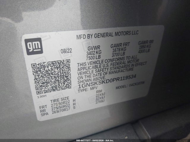 Продаж на аукціоні авто 2023 Chevrolet Tahoe 4wd Premier, vin: 1GNSKSKD0PR119534, номер лоту: 44777377