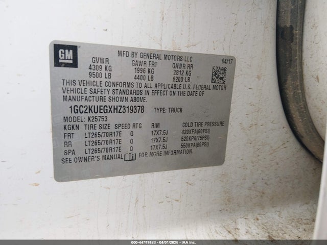 2017 CHEVROLET SILVERADO 2500HD 1GC2KUEGXHZ319378 Photo 8