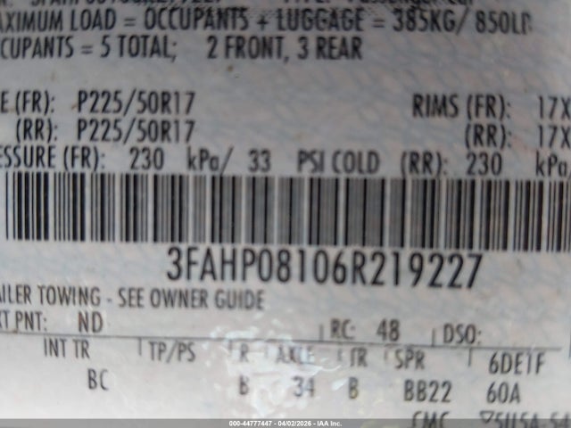 Продаж на аукціоні авто 2006 Ford Fusion Sel, vin: 3FAHP08106R219227, номер лоту: 44777447