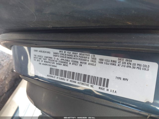 Aukcja sprzedaży 2005 Subaru Outback 2.5i, vin: 4S4BP61C957339947, numer aukcji: 44777471