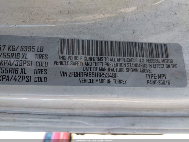 ZFBHRFAB5L6R53481 RAM Promaster City Tradesman