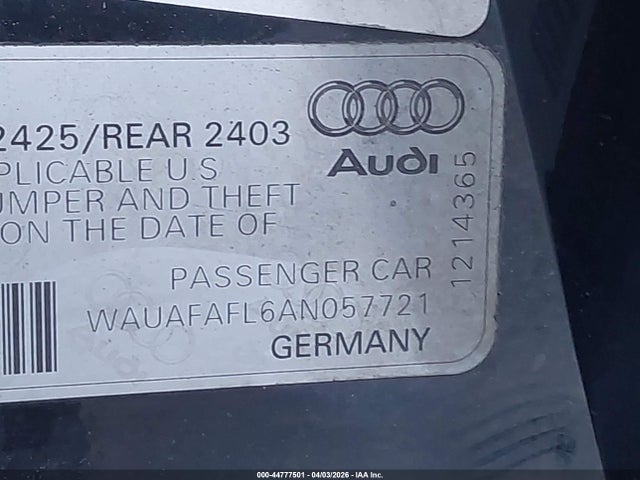Aukcja sprzedaży 2010 Audi A4 2.0t Premium, vin: WAUAFAFL6AN057721, numer aukcji: 44777501