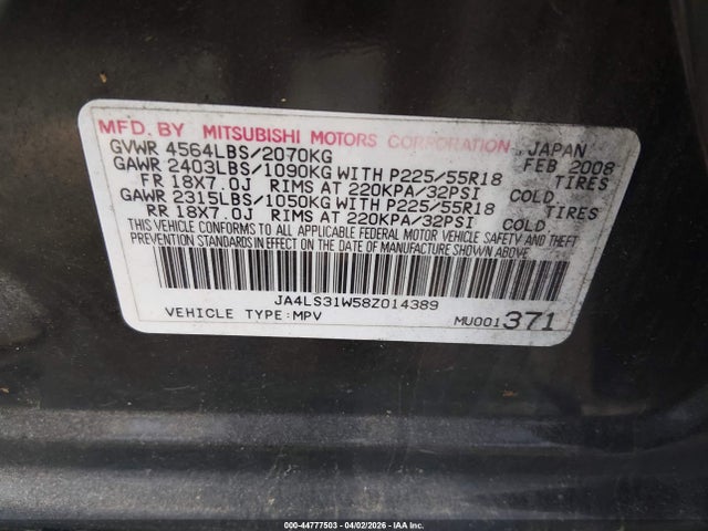 2008 MITSUBISHI OUTLANDER JA4LS31W58Z014389 Photo 8