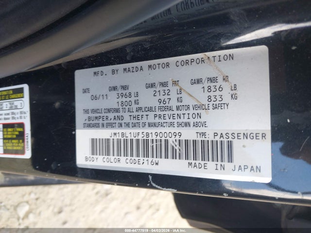 Продажа на аукционе авто 2011 Mazda Mazda3 I Sport, vin: JM1BL1UF5B1900099, номер лота: 44777519